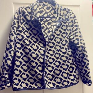 Black and white reversible cotton long sleeve jacket